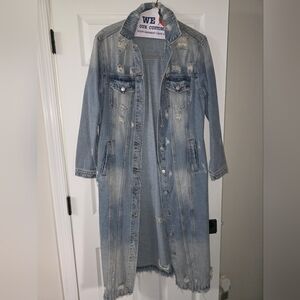 Fashion Nova Blue Jean Jacket Distressed Design